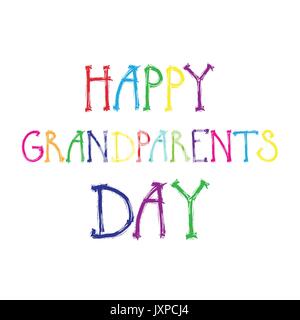 Felice Giorno dei Nonni Greeting Card Banner testo colorato su sfondo bianco Illustrazione Vettoriale