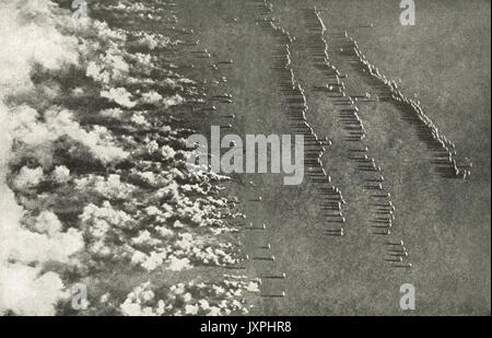 Vista aerea del veleno di rilascio di gas, WW1 Foto Stock