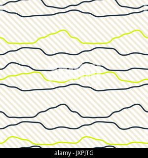 Crooked nera orizzontale linea ruvida pattern grigio e bianco. Illustrazione Vettoriale