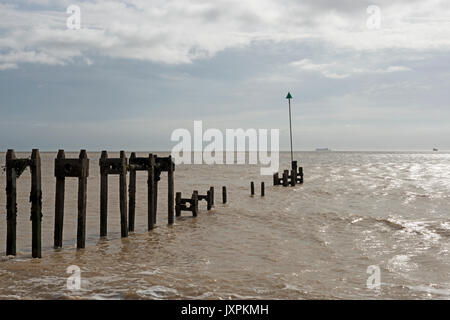 In disuso tubo di fognatura, Bawdsey traghetto, Suffolk, Regno Unito. Foto Stock