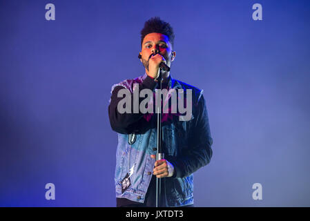 BENICASSIM, Spagna - Lug 13: Il Weeknd (rhythm and blues band musicale) eseguire in concerto a FIB Festival il 13 luglio 2017 a Benicassim, Spagna. Foto Stock