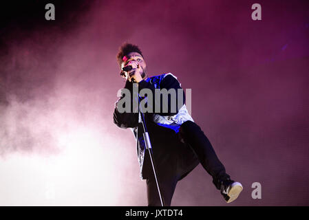 BENICASSIM, Spagna - Lug 13: Il Weeknd (rhythm and blues band musicale) eseguire in concerto a FIB Festival il 13 luglio 2017 a Benicassim, Spagna. Foto Stock