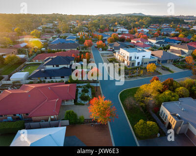 Vista aerea di un tipico sobborgo australiano Foto Stock
