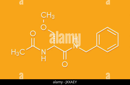 Lacosamide anticonvulsivante molecola di farmaco. Formula di scheletro. Foto Stock