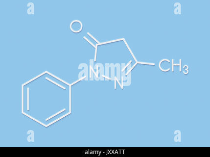 Edaravone molecola di farmaco. Formula di scheletro. Foto Stock