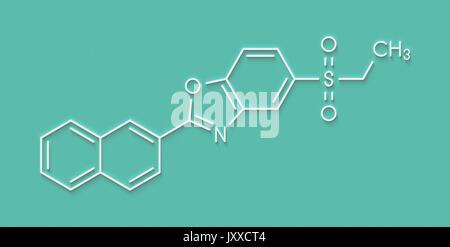 Ezutromid Duchene distrofia muscolare molecola di farmaco. Attivatore di utrophin. Formula di scheletro. Foto Stock