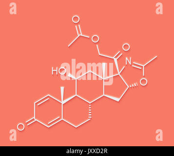 Deflazacort glucocorticoide molecola di farmaco. Formula di scheletro. Foto Stock