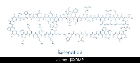 Diabete Lixisenatide molecola di farmaco. Formula di scheletro. Foto Stock