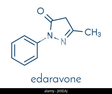 Edaravone molecola di farmaco. Formula di scheletro. Foto Stock