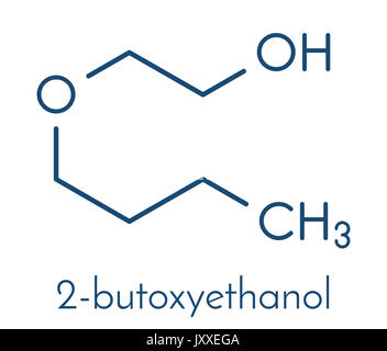 2-butossietanolo solvente e la molecola di tensioattivo. Formula di scheletro. Foto Stock