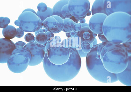 Abstract blue liquido organico o bolla di vetro particelle. Il rendering 3D Foto Stock