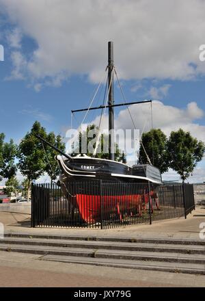 La replica 'PS Comet' Port Glasgow, Scozia. Regno Unito. Il primo commercialmente redditizio piroscafo in Europa previsto un servizio da Greenock a Glasgow. Foto Stock