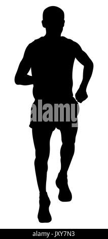 L'uomo runner atleta che corre maratona illustrazione vettoriale Foto Stock