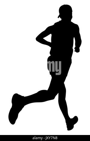 Atleta runner nel cappuccio in esecuzione marathon illustrazione vettoriale Foto Stock