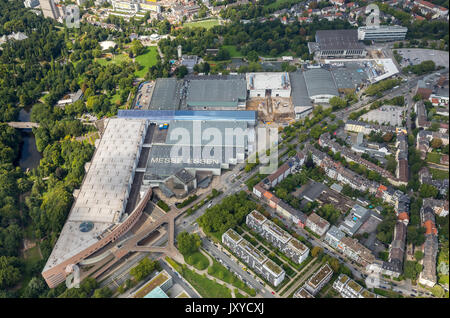 Messe Essen, Umbau GRUGA und Messehallen, Essen, Ruhrgebiet, Nordrhein-Westfalen, Deutschland, Essen, Europa, Luftaufnahme, Luftbild, Luftbildfotograf Foto Stock