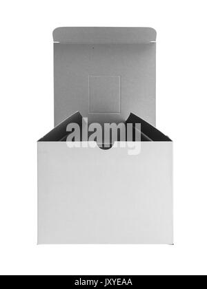 White box imballaggio isolato su sfondo bianco Foto Stock