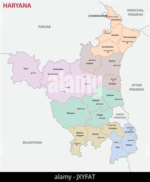 Haryana politica e amministrativa di mappa, India Illustrazione Vettoriale