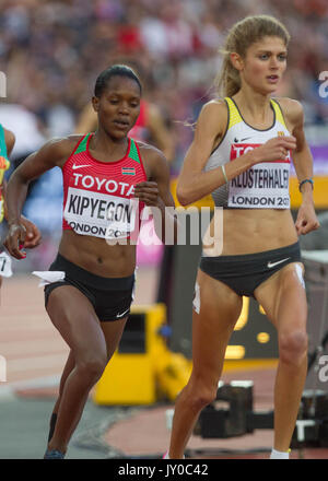 04 agosto 2017, London Stadium, East London, England; mondiali di atletica, Day1; la fede Chepngetich Kipyegon Konstanze Klosterhalfen e Du Foto Stock