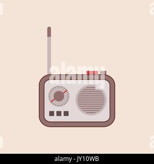 Carino vintage transistor radio con un'antenna. Illustrazione vettoriale di un retrò radio portatile con pulsanti. Piccola vecchia radio icona. Antique radio. Vettore Illustrazione Vettoriale