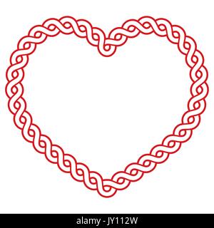 Modello celtico rosso forma di cuore - amore concetto uft il giorno di San Patrizio, san valentino, irlandese Celtic modello cuore isolato su bianco Illustrazione Vettoriale