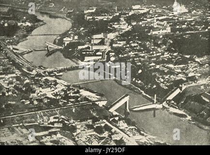 Vista aerea la distruzione di Grodno, WW1 Foto Stock