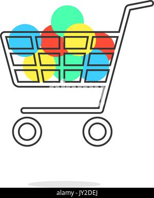 Profilo carrello con cerchi colorati e ombra Illustrazione Vettoriale