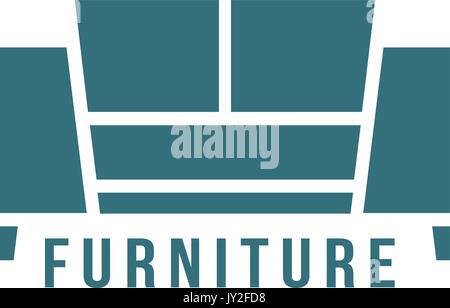 Logotipo di mobili con divano verde icona Illustrazione Vettoriale