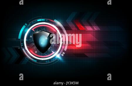 Protezione serratura con blocco di sicurezza concept e futuristica tecnologia elettronica di sfondo trasparente, illustrazione vettoriale Illustrazione Vettoriale