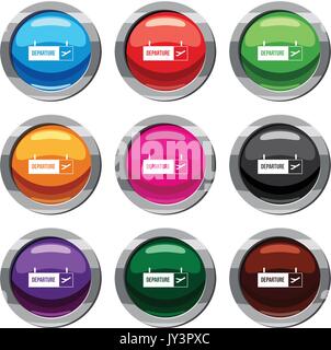 Aeroporto di partenza insieme segno di raccolta 9 Illustrazione Vettoriale