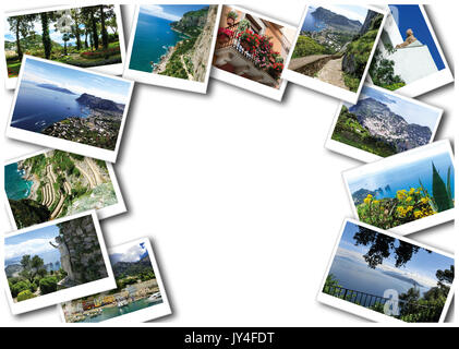 Il collage da vedute dell'isola di Capri, Italia, vicino a Napoli. Foto Stock