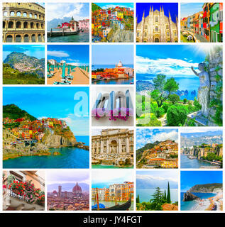 Collage di foto di Italia su sfondo bianco Foto Stock