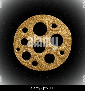 Vector oro disegnato a mano tribali etnici elemento isolato su sfondo nero. Golden seamless pattern. Illustrazione Vettoriale
