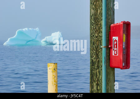 Iceberg e estintore contrasto, St Lunaire Griquet una comunità in corrispondenza della punta della Grande Penisola Settentrionale, Terranova, Canada Foto Stock