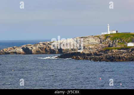 Capo Ray faro (1871), la porta aux Basques, Terranova, Canada Foto Stock