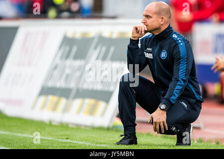 Koeln, Deutschland. 18 Agosto, 2017. Trainer Marc-Patrick Meister (KSC) GES/ Fussball/ 3. Liga: SC Fortuna Koeln - Karlsruher SC, 18.08.2017 -- calcio/ Soccer 3° Divisione: SC Fortuna Colonia vs Karlsruher SC, Colonia, 18 agosto 2017 -- | Verwendung weltweit Credito: dpa/Alamy Live News Foto Stock