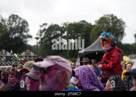 Glanusk Park, Wales, Regno Unito. 18 Agosto, 2017. Viste generali del 2017 Green Man festival in Glanusk Park, Brecon Beacons, Galles. Foto Data: Venerdì 18 Agosto, 2017. Foto di credito dovrebbe leggere Credito: Roger Garfield/Alamy Live News Foto Stock