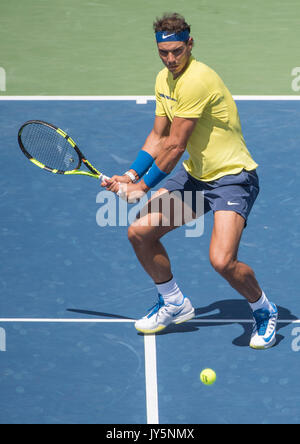 Mason, Ohio, Stati Uniti d'America. Il 18 agosto, 2017. Rafael Nadal (ESP) sconfisse Albert Ramos-Vinolas (ESP) 7-6, 6-2, all'occidentale e meridionale essendo aperto ha giocato al Lindner Family Tennis Center di Mason, Ohio. © Leslie Billman/Tennisclix/CSM Credito: Cal Sport Media/Alamy Live News Foto Stock