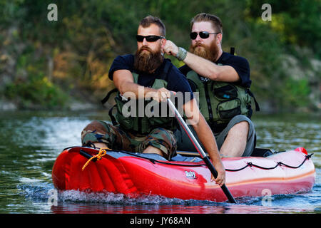 Canoa sul fiume Drava Foto Stock