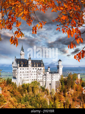 Famoso castello di Neuschwanstein in Baviera, Germania Foto Stock