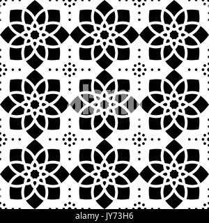 Geometrica pattern senza giunture, ornamento astratto stile, design piastrellati in bianco e nero Illustrazione Vettoriale