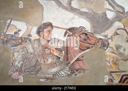 Dettaglio di Alessandro il Grande mosaico originale, Museo Nazionale, Napoli, Italia Foto Stock