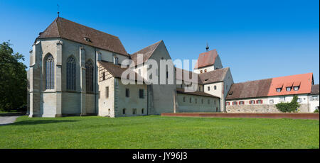 La storica cattedrale di Santa Maria und Markus - Isola di Reichenau, Lago di Costanza, Baden-Wuerttemberg, Germania, Europa Foto Stock