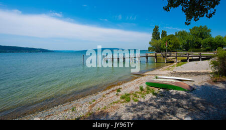 Spiaggia dell'isola di Reichenau sul Lago di Costanza - Lago di Costanza, Baden-Wuerttemberg, Germania, Europa Foto Stock