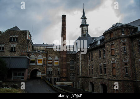 Questo inquietante video che mostra due esploratori urbani verificando un enorme abbandonato sanitorium è sufficiente inviare i brividi lungo la schiena. Filmato mostra due 23- Foto Stock