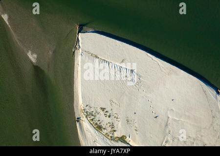 Foto aerea di barre di ghiaia sul fiume Drava Foto Stock