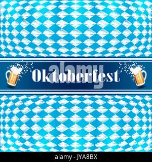 In stile vintage emblema con bicchieri di birra Oktoberfest festival. Illustrazione Vettoriale. Illustrazione Vettoriale