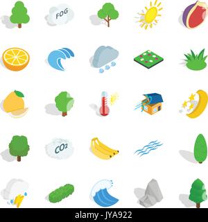 Massa set di icone, stile isometrico Illustrazione Vettoriale