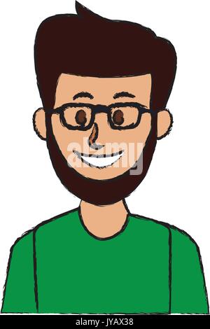 Ritratto di un giovane uomo di carattere su sfondo bianco Illustrazione Vettoriale