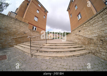 Ultra wide angle viste delle fasi di portishead area di marina Foto Stock