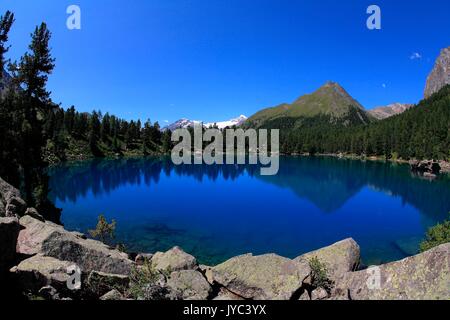 Lago di Saoseo (Lagh Saoseo da) è un lago in Val di Campo, una valle di Poschiavo Regione Grigioni, Svizzera. Europa Foto Stock